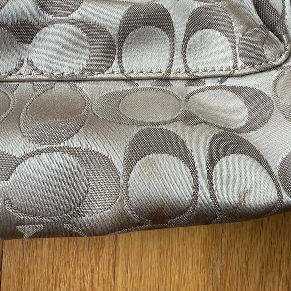 Coach Penelope Convertible Signature Sateen Brown Khaki Hobo Bag Purse F19232 - Picture 4 of 14